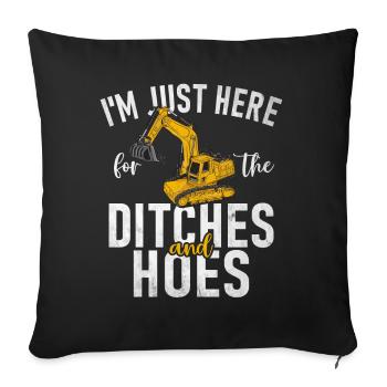 Drôles d’ouvriers de la construction et de conducteurs d’excavatrices de chantier - Housse de coussin décorative 45 x 45 cm - noir - Devant