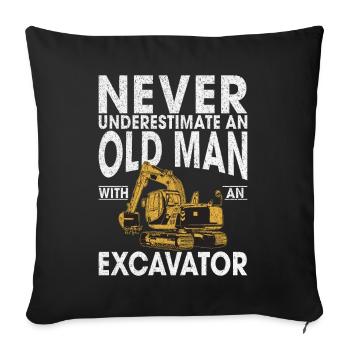 Drôles d’ouvriers de la construction et de conducteurs d’excavatrices de chantier - Housse de coussin décorative 45 x 45 cm - noir - Devant