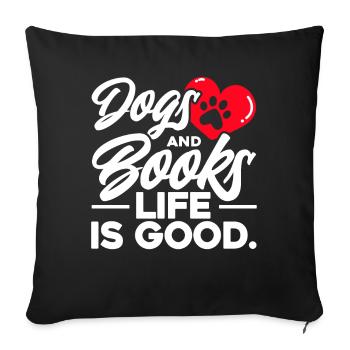Chiens et livres La vie est belle - Housse de coussin décorative 45 x 45 cm - noir - Devant