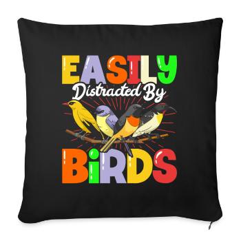 Facilement distendu par les oiseaux - Housse de coussin décorative 45 x 45 cm - noir - Devant