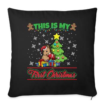 This Is My First Christmas Toddler One Year X-Mas - Sofakissenbezug 45 x 45 cm - Schwarz - Vorne