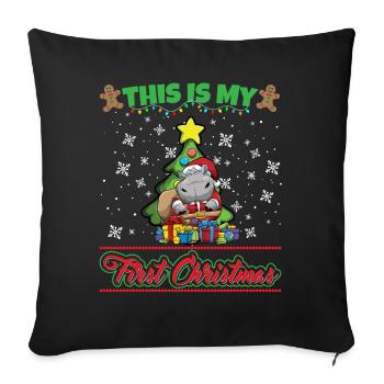 This Is My First Christmas Toddler One Year X-Mas - Sofakissenbezug 45 x 45 cm - Schwarz - Vorne