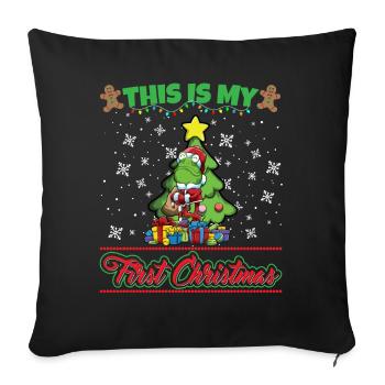 This Is My First Christmas Toddler One Year X-Mas - Sofakissenbezug 45 x 45 cm - Schwarz - Vorne
