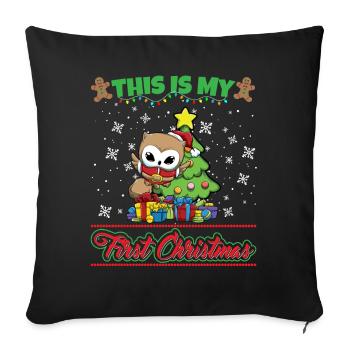This Is My First Christmas Toddler One Year X-Mas - Sofa pillowcase 17,3'' x 17,3'' (45 x 45 cm) - black - Front