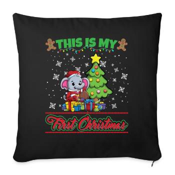 This Is My First Christmas Toddler One Year X-Mas - Sofakissenbezug 45 x 45 cm - Schwarz - Vorne