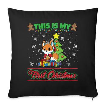 This Is My First Christmas Toddler One Year X-Mas - Sofakissenbezug 45 x 45 cm - Schwarz - Vorne