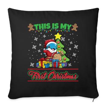 This Is My First Christmas Toddler One Year X-Mas - Sofakissenbezug 45 x 45 cm - Schwarz - Vorne