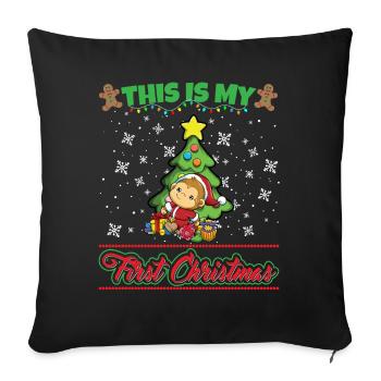 This Is My First Christmas Toddler One Year X-Mas - Sofakissenbezug 45 x 45 cm - Schwarz - Vorne