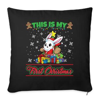 This Is My First Christmas Toddler One Year X-Mas - Sofakissenbezug 45 x 45 cm - Schwarz - Vorne