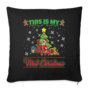 This Is My First Christmas Toddler One Year X-Mas - Sofakissenbezug 45 x 45 cm - Schwarz - Vorne