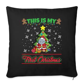 This Is My First Christmas Toddler One Year X-Mas - Sofakissenbezug 45 x 45 cm - Schwarz - Vorne