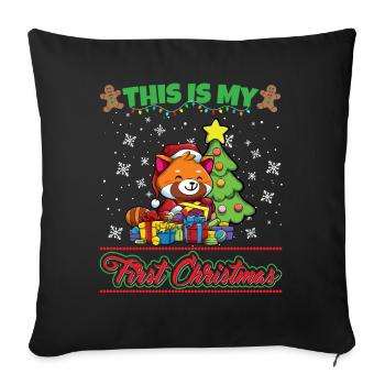 This Is My First Christmas Toddler One Year X-Mas - Sofakissenbezug 45 x 45 cm - Schwarz - Vorne