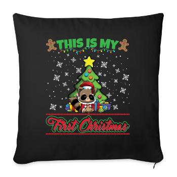 This Is My First Christmas Toddler One Year X-Mas - Sofakissenbezug 45 x 45 cm - Schwarz - Vorne