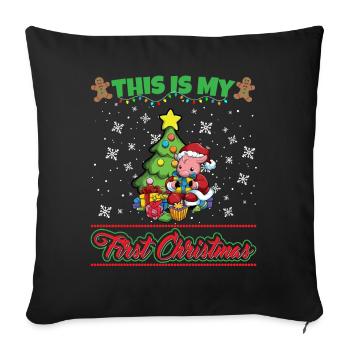 This Is My First Christmas Toddler One Year X-Mas - Sofakissenbezug 45 x 45 cm - Schwarz - Vorne