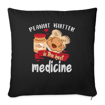 Le beurre de cacahuète est le meilleur médicament - Housse de coussin décorative 45 x 45 cm - noir - Devant