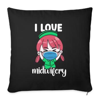 I love midwifery obstetrics profession midwife - Sofa pillowcase 17,3'' x 17,3'' (45 x 45 cm) - black - Front