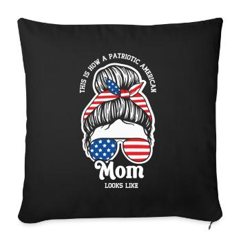 Voici à quoi ressemble une mère américaine patriotique aux États-Unis - Housse de coussin décorative 45 x 45 cm - noir - Devant