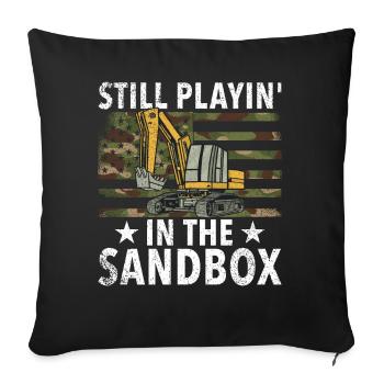 Drôles d’ouvriers de la construction et de conducteurs d’excavatrices de chantier - Housse de coussin décorative 45 x 45 cm - noir - Devant