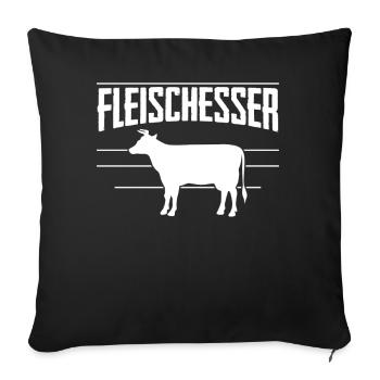 Fleischesser Fleisch Grillen Metzger - Sofakissenbezug 45 x 45 cm - Schwarz - Vorne