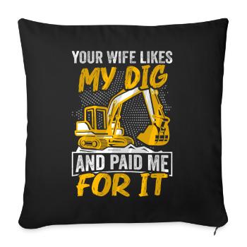 Drôles d’ouvriers de la construction et de conducteurs d’excavatrices de chantier - Housse de coussin décorative 45 x 45 cm - noir - Devant