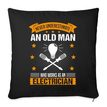 Un vieil homme électricien disant un cadeau pour hommes - Housse de coussin décorative 45 x 45 cm - noir - Devant