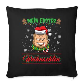 Mein Erstes Weihnachten Baby 1 Jahr Heilig Abend - Sofakissenbezug 45 x 45 cm - Schwarz - Vorne