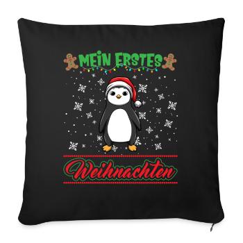 Mein Erstes Weihnachten Baby 1 Jahr Heilig Abend - Sofakissenbezug 45 x 45 cm - Schwarz - Vorne