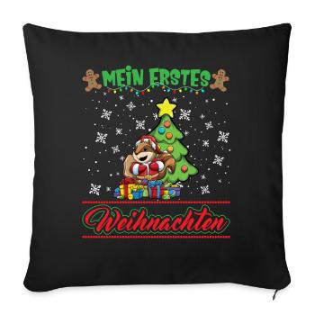 Mein Erstes Weihnachten Baby 1 Jahr Heilig Abend - Sofakissenbezug 45 x 45 cm - Schwarz - Vorne