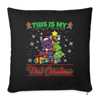 This Is My First Christmas Toddler One Year X-Mas - Sofakissenbezug 45 x 45 cm - Schwarz - Vorne