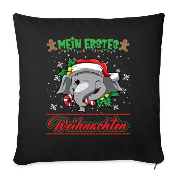 Mein Erstes Weihnachten Baby 1 Jahr Heilig Abend - Sofakissenbezug 45 x 45 cm - Schwarz - Vorne
