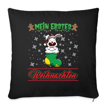 Mein Erstes Weihnachten Baby 1 Jahr Heilig Abend - Sofakissenbezug 45 x 45 cm - Schwarz - Vorne