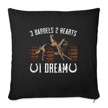 Horse Racing 2 Barrels 2 Hearts Equine Horse Racer - Sofakissenbezug 45 x 45 cm - Schwarz - Vorne