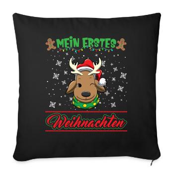 Mein Erstes Weihnachten Baby 1 Jahr Heilig Abend - Sofakissenbezug 45 x 45 cm - Schwarz - Vorne