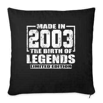20e anniversaire Né en 2003 Fabriqué en 2003 - Housse de coussin décorative 45 x 45 cm - noir - Devant