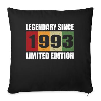 30e anniversaire né en 1993 Légendaire depuis 1993 - Housse de coussin décorative 45 x 45 cm - noir - Devant