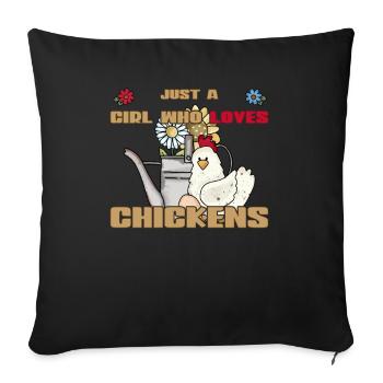 Vintage Chicken Watering Can Girl Who Loves Chickens - Sofa pillowcase 17,3'' x 17,3'' (45 x 45 cm) - black - Front