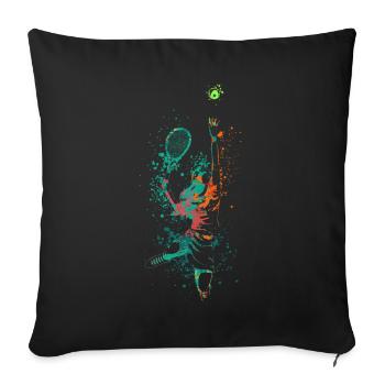 Splash Art Tennis Player - Sofa pillowcase 17,3'' x 17,3'' (45 x 45 cm) - black - Front