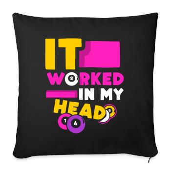 Dans ma tête ça marchait billard piscine - Housse de coussin décorative 45 x 45 cm - noir - Devant