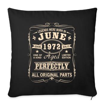 Vintage June 1972 Birthday - Sofa pillowcase 17,3'' x 17,3'' (45 x 45 cm) - black - Front