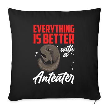 Everything better with anteater dwarf anteater - Sofa pillowcase 17,3'' x 17,3'' (45 x 45 cm) - black - Front