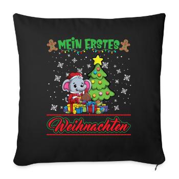 Mein Erstes Weihnachten Baby 1 Jahr Heilig Abend - Sofakissenbezug 45 x 45 cm - Schwarz - Vorne