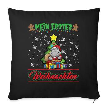 Mein Erstes Weihnachten Baby 1 Jahr Heilig Abend - Sofakissenbezug 45 x 45 cm - Schwarz - Vorne