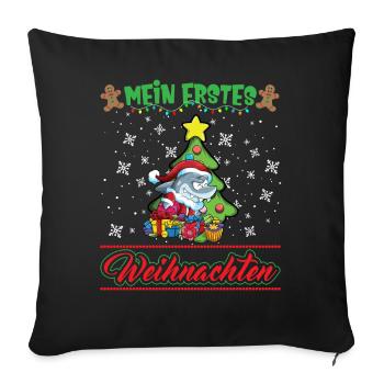 Mein Erstes Weihnachten Baby 1 Jahr Heilig Abend - Sofakissenbezug 45 x 45 cm - Schwarz - Vorne
