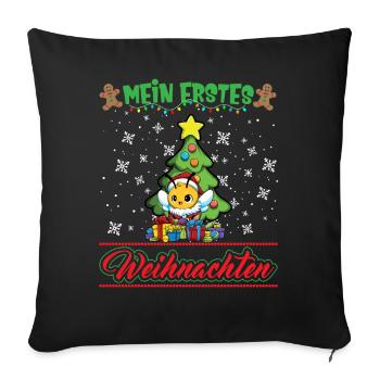 Mein Erstes Weihnachten Baby 1 Jahr Heilig Abend - Sofakissenbezug 45 x 45 cm - Schwarz - Vorne