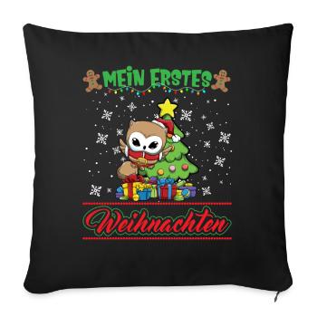 Mein Erstes Weihnachten Baby 1 Jahr Heilig Abend - Sofakissenbezug 45 x 45 cm - Schwarz - Vorne