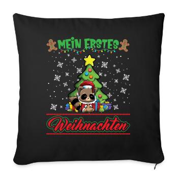 Mein Erstes Weihnachten Baby 1 Jahr Heilig Abend - Sofakissenbezug 45 x 45 cm - Schwarz - Vorne