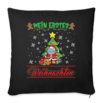 Mein Erstes Weihnachten Baby 1 Jahr Heilig Abend - Sofakissenbezug 45 x 45 cm - Schwarz - Vorne