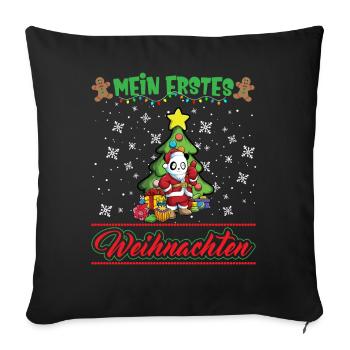 Mein Erstes Weihnachten Baby 1 Jahr Heilig Abend - Sofakissenbezug 45 x 45 cm - Schwarz - Vorne