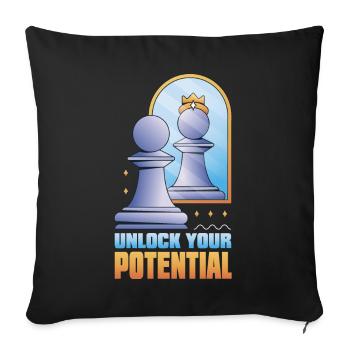Unlock Your Potential Funny Chess Player - Sofakissenbezug 45 x 45 cm - Schwarz - Vorne