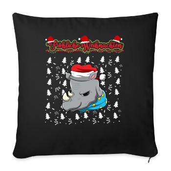 Fröhliche Weihnachten X-Mas Santa Heilig Abend - Sofakissenbezug 45 x 45 cm - Schwarz - Vorne